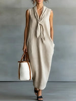 Women's Minimalist Cotton And Linen Sleeveless Dress