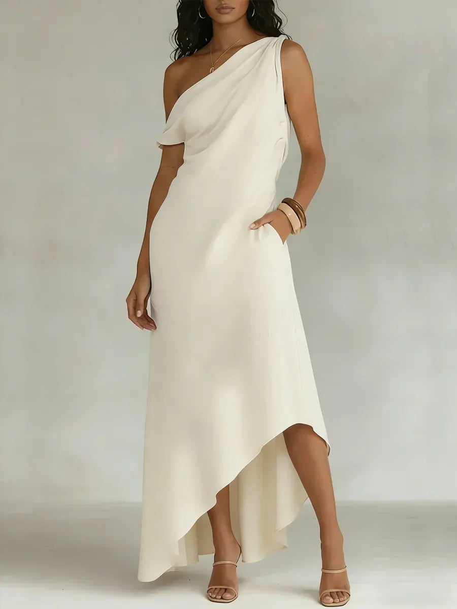 Irregular Cut Design Cotton and Linen Dress
