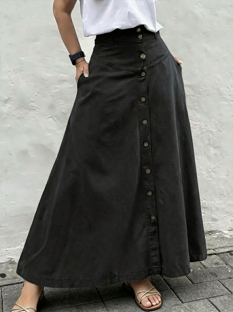Women's Casual And Fashionable A-line Cotton Skirt