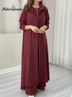 Women's Long-sleeved Dress And Sleeveless Dress Two-piece Set