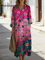 Women's Floral Art Print Casual Cotton Dress
