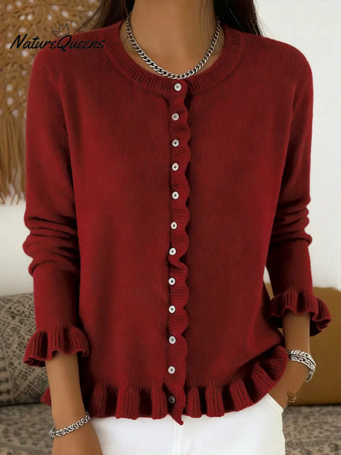 Women's Comfortable Ruffled Cardigan
