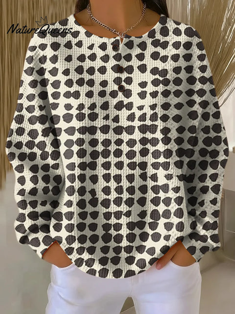 Women's Simple Polka Dots Retro Pattern Art Print Casual Cotton Shirt