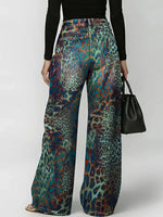 Women's Gradient Leopard Print Loose-fit Wide-leg Jeans