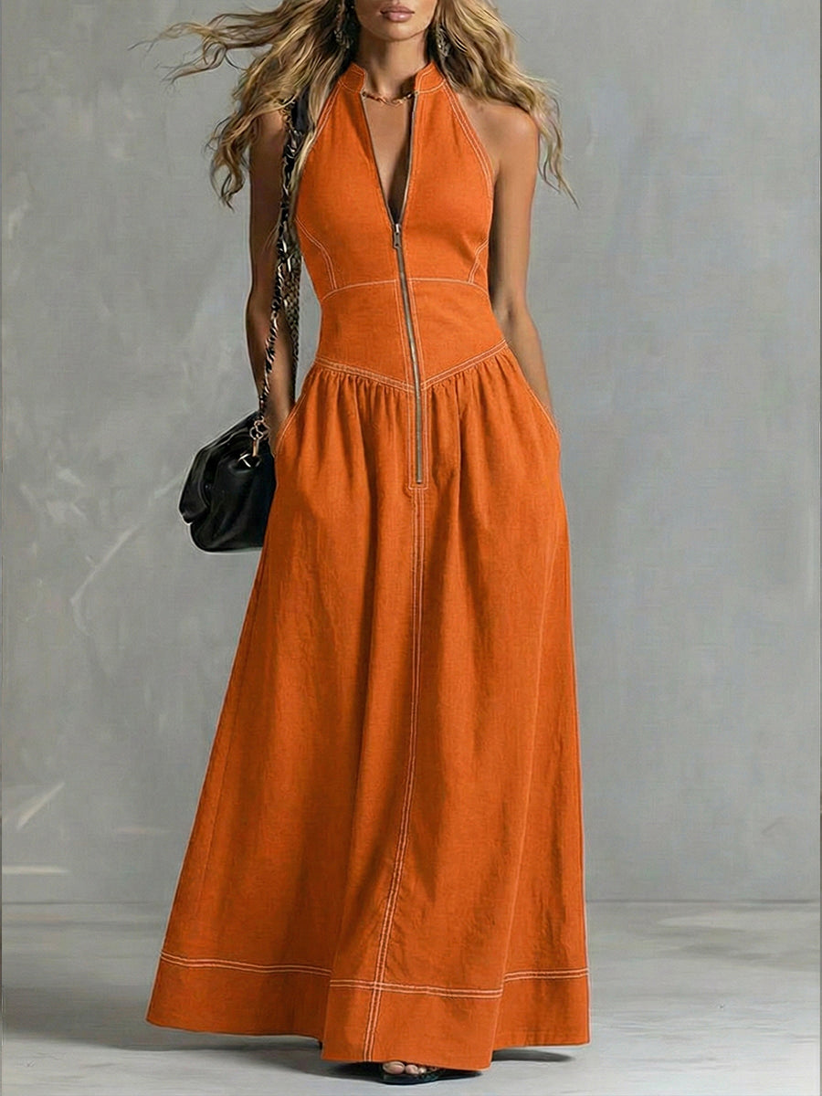 Fashionable Sleeveless Cotton Maxi Dress
