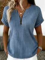 Women's Simple Cotton And Linen Short-sleeved Top