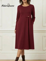 Women's Cozy Long-sleeved Cotton Dress