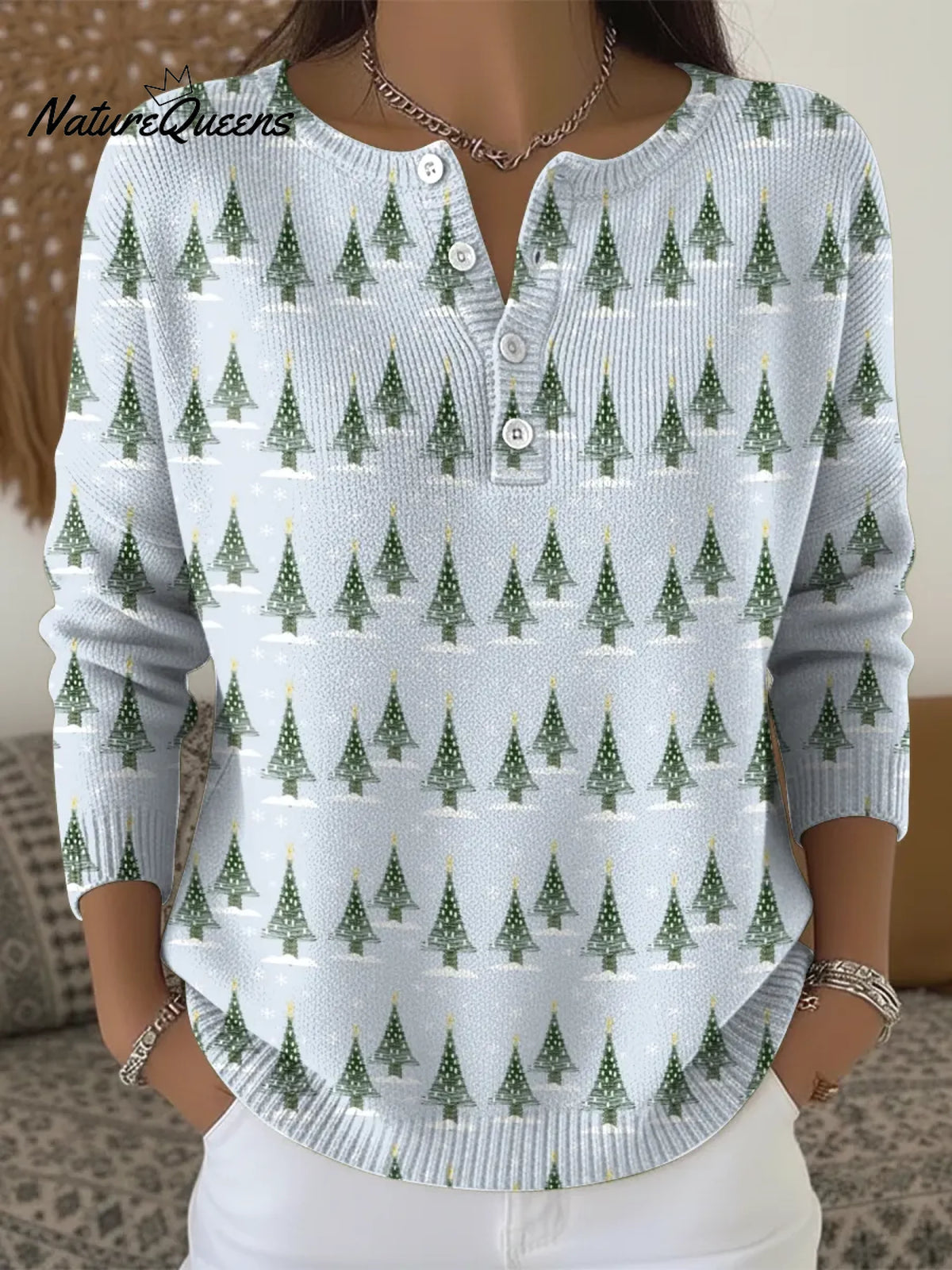 Women's Cute Christmas Tree Casual Printed Sweater