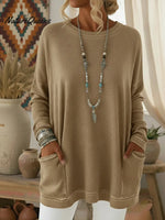 Casual Cozy Loose Denim Cotton Pocket Top