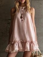 Simple Cotton And Linen Lace Dress
