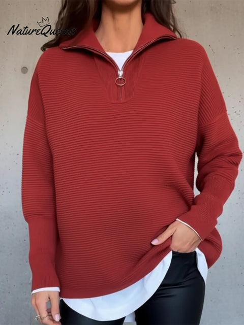 Women's Cozy Zipper Collar Sweater Pullover