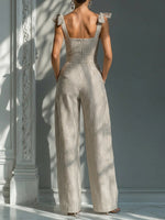 Stylish Striped Linen And Cotton Overalls