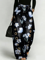 Dreamlike Floral And Butterfly Decorative Patterns Women's Casual Denim Pants