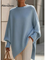 Women's Cozy Loose Asymmetrical Hem Sweater