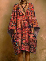 Exotic Totem Decorative Patterns Woman's Short Sleeve Cotton And Linen Dress