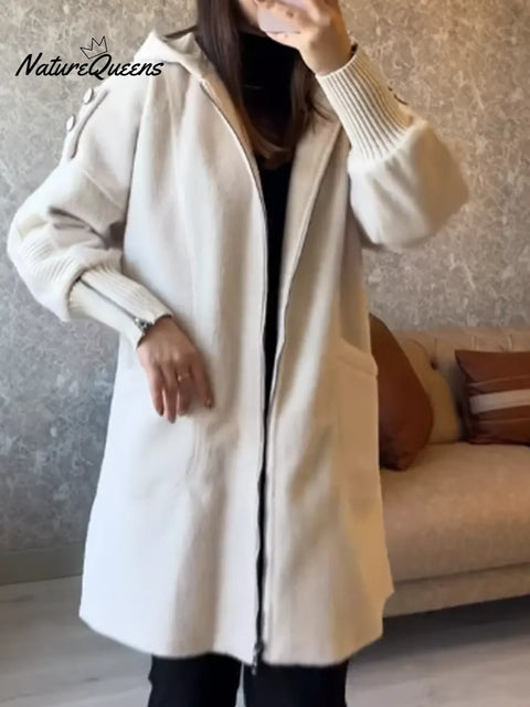 Women's Angolan Leopard Print Zip-Up Hooded Coat