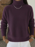 Cozy Casual Solid Color Turtleneck Sweater Top
