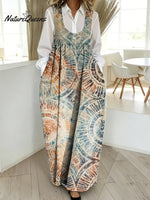 Women's Abstract Pattern Art Print Casual Cotton Denim Dress