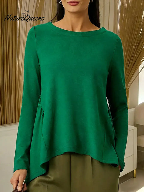 Women's Solid Color V-neck Bow Tie Long-sleeved Casual Loose Knit Sweater