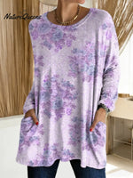 Women's Floral Pattern Art Print Casual Cotton T-shirt