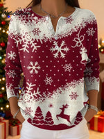 Women's Christmas Pattern Art Print Buttoned Cardigan Sweater