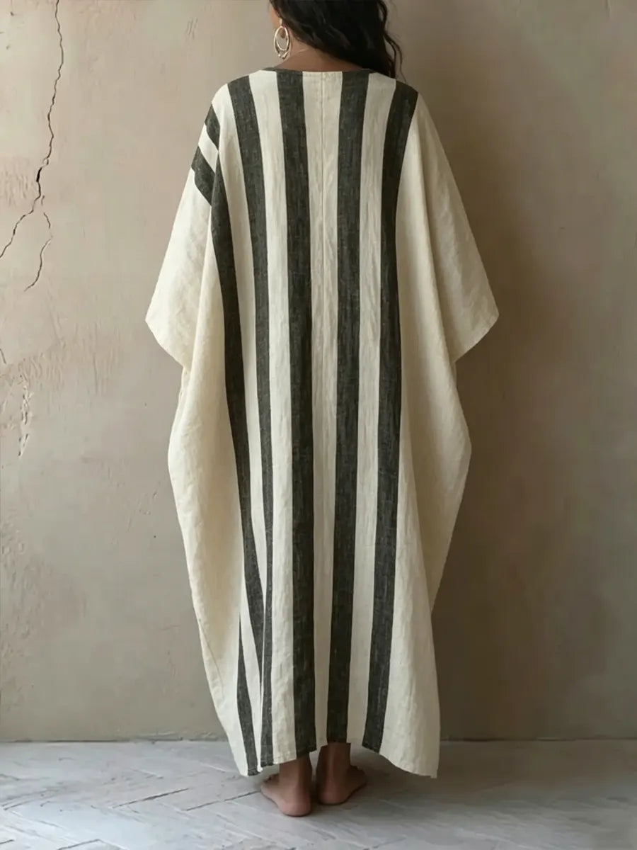 Women's Bohemian Ethnic Style Striped Batwing Sleeve Dress