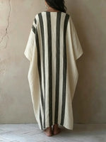 Women's Bohemian Ethnic Style Striped Batwing Sleeve Dress