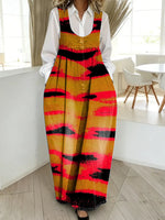 Women's Abstract Pattern Art Print Casual Cotton Denim Dress