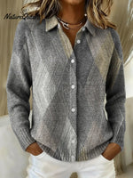 Women's Retro Patterns Printed Collared Sweater