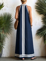 Women's Casual Loose Cotton-linen Dress — V-neck Sleeveless With Placement Print