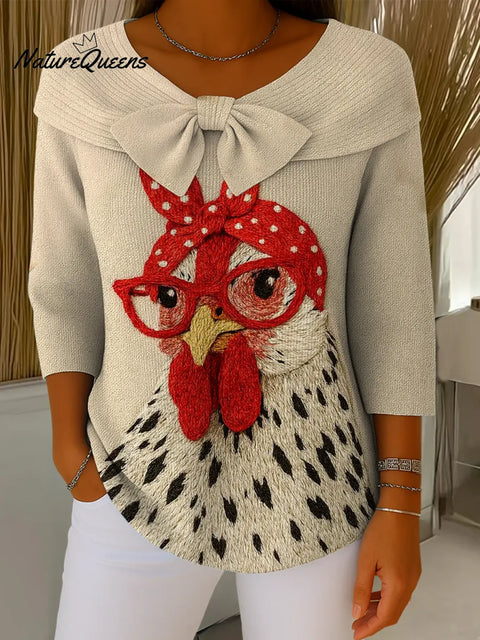 Thanksgiving Fun Chick Art Print Buttoned Cardigan Sweater