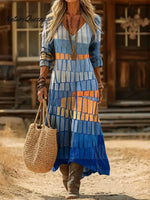 Women's GeometricArt Print Casual Cotton Dress