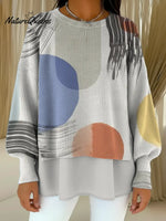 Women's VintageGeometricArt Print Casual Knitted Sweater