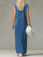 Women's Stand-up Collar Sleeveless Casual Loose Denim Dress