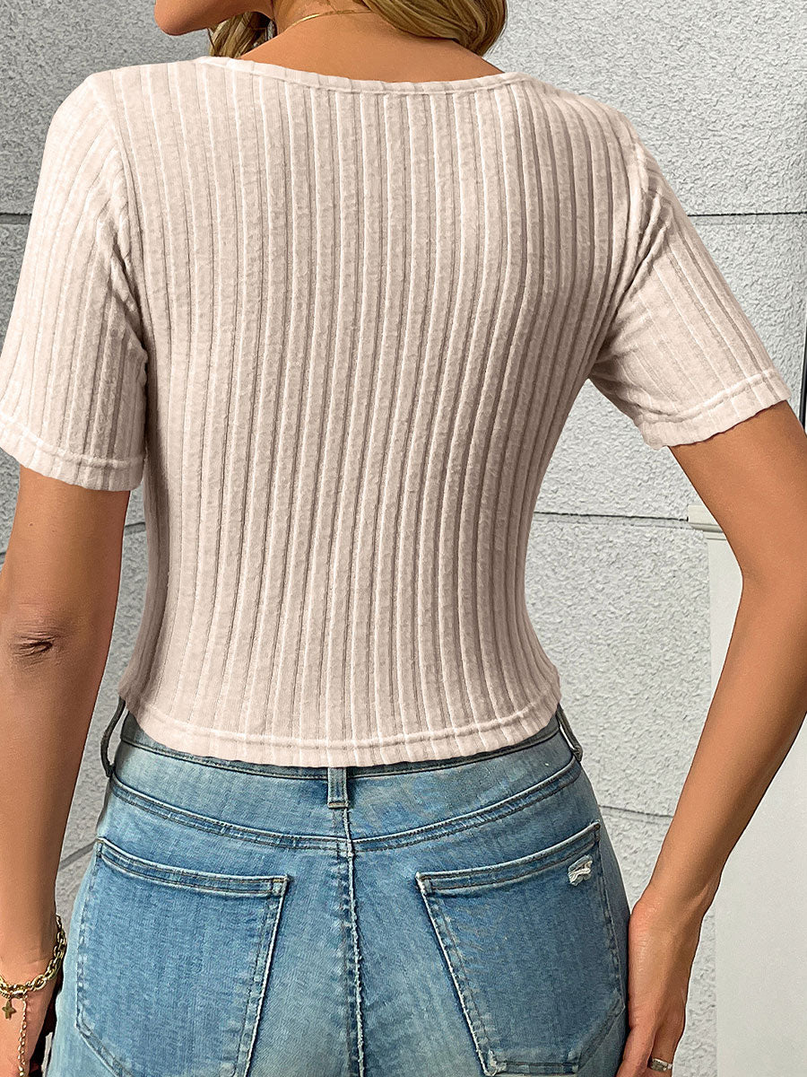 Women's Pleated Drawstring Short-sleeved Top T-shirt