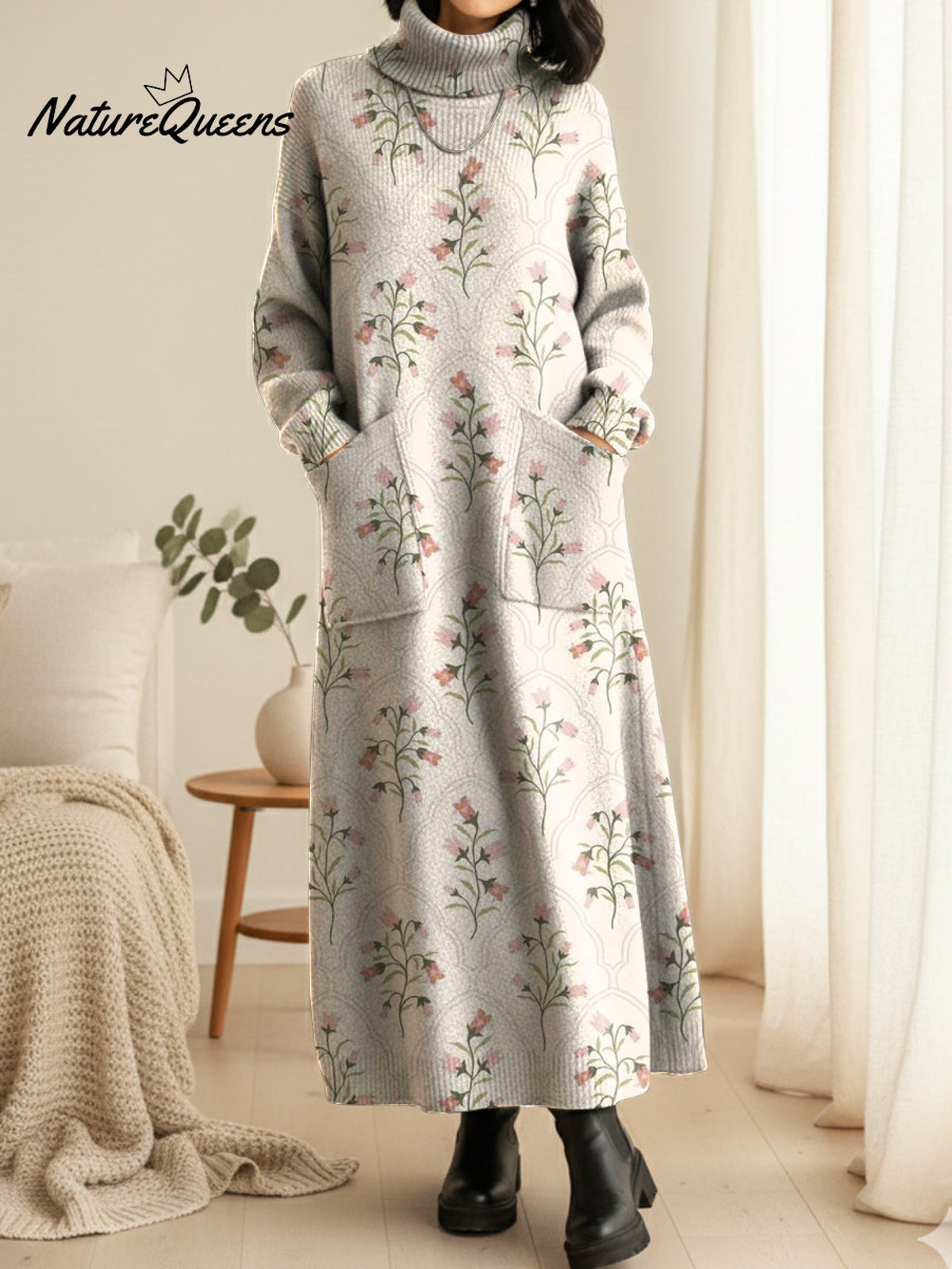 Women's Floral Art Casual Cotton Knitted Dress