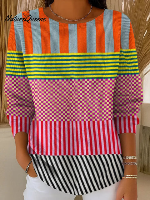 Women's Geometric Pattern Art Print Casual Pullover Sweater