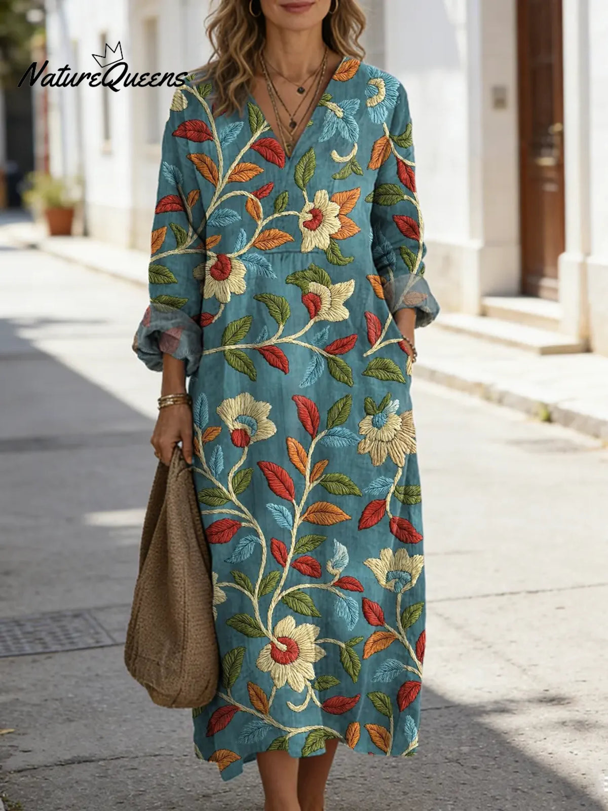 Women's Floral Art Print Casual Cotton Dress