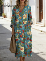 Women's Floral Art Print Casual Cotton Dress