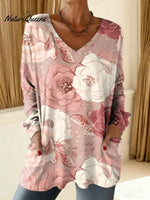 Women's Floral Pattern Art Print Casual Cotton T-shirt