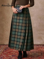 Women's Scottish Plaid Pleated Cotton Skirt