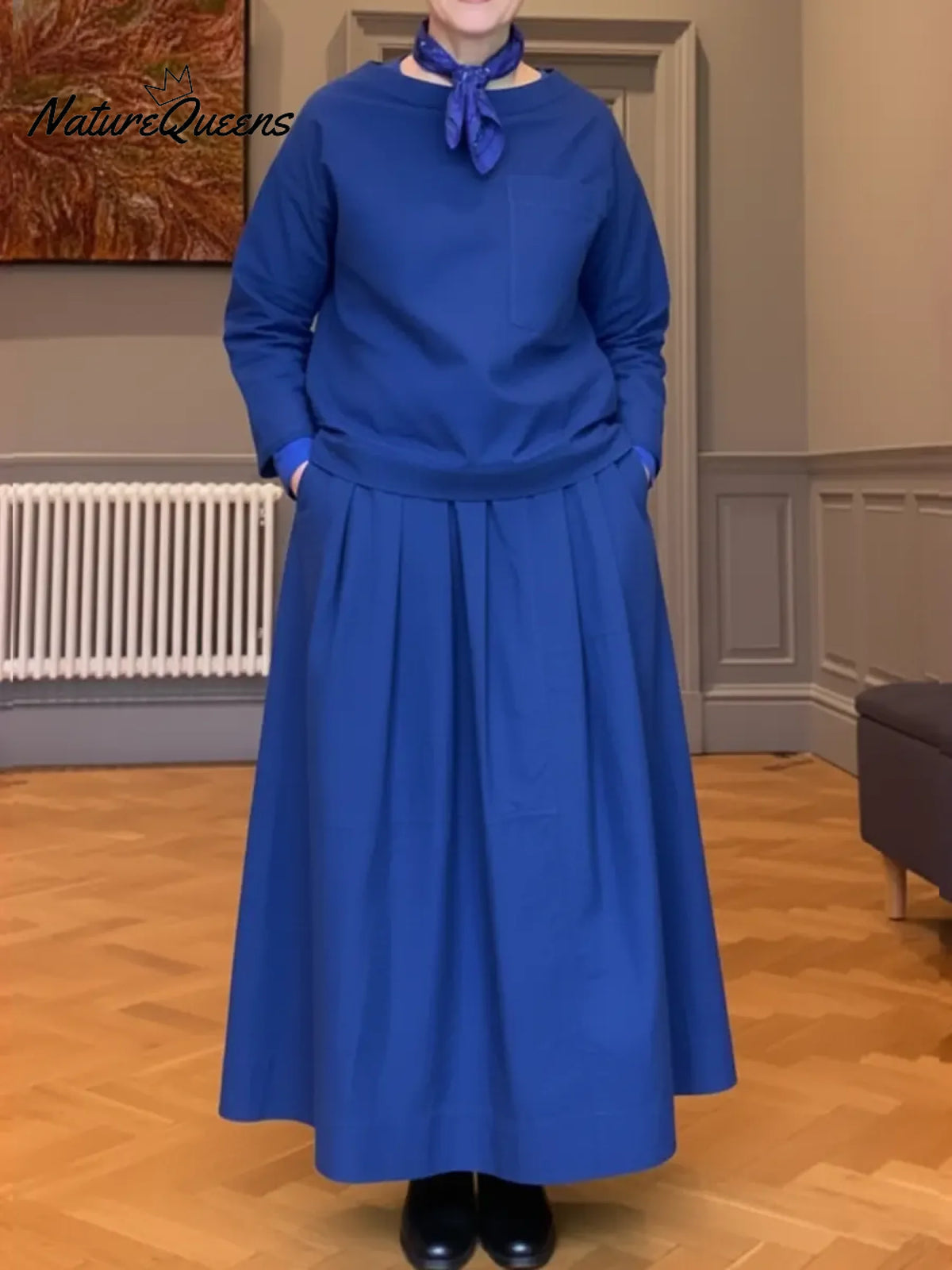 Women's Casual 100% Cotton Top And Skirt Two-piece Set