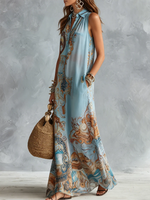 Boho Vintage Printed Chiffon Dress