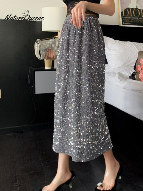 Women's Elegant Velvet Sequin Skirt