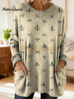 Women's Gradient Pattern Art Print Casual Cotton Knitted Sweater