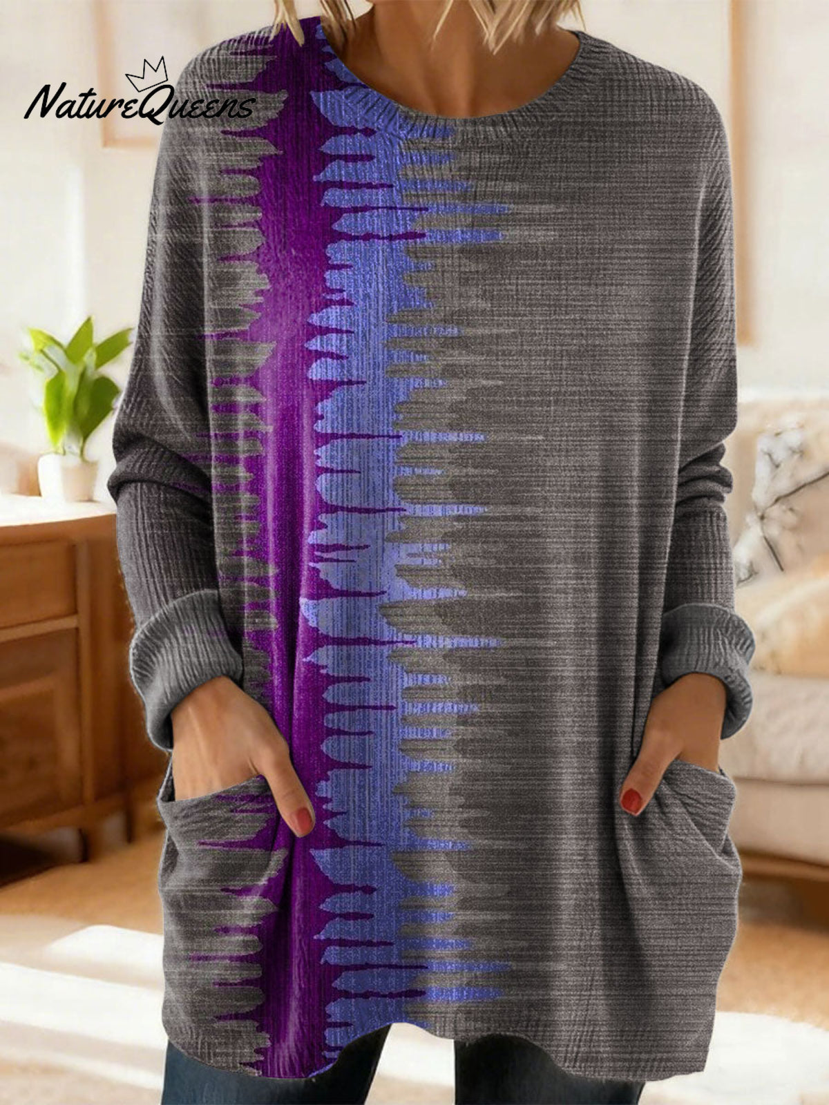 Women's Gradient Pattern Art Print Casual Cotton Knitted Sweater