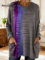 Women's Gradient Pattern Art Print Casual Cotton Knitted Sweater