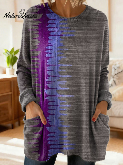 Women's Gradient Pattern Art Print Casual Cotton Knitted Sweater