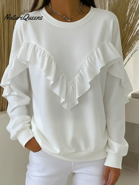 Women's Casual Comfortable Ruffled Cotton Sweatshirt