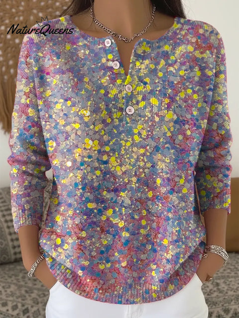 Women's Abstract Pattern Art Print Casual Cardigan Sweater